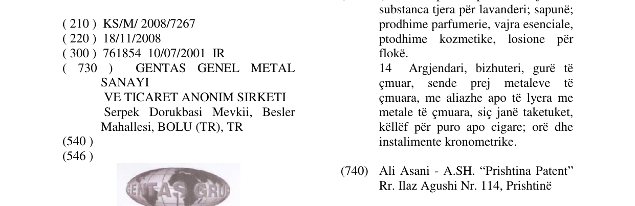 Zëri i markës GENTAS GRUP në buletin