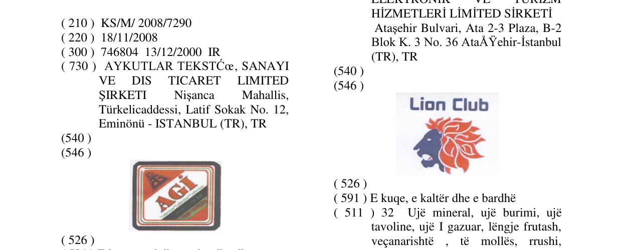 Zëri i markës AGI COLLECTION në buletin
