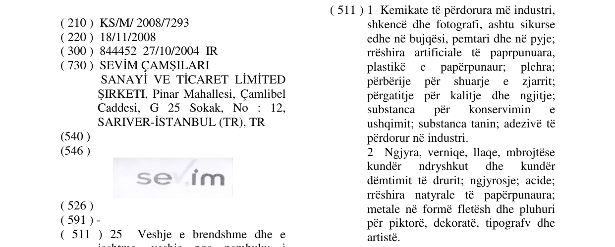 Zëri i markës sevim në buletin