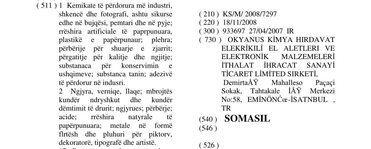 Zëri i markës SOMASIL në buletin