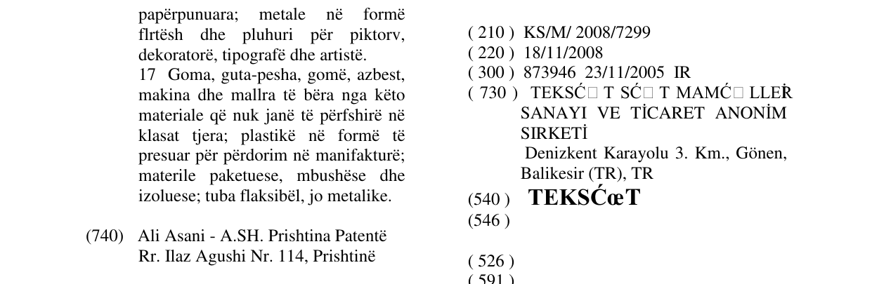 Zëri i markës TEKSĆœT në buletin