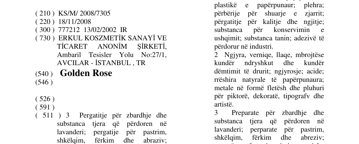Zëri i markës Golden Rose në buletin