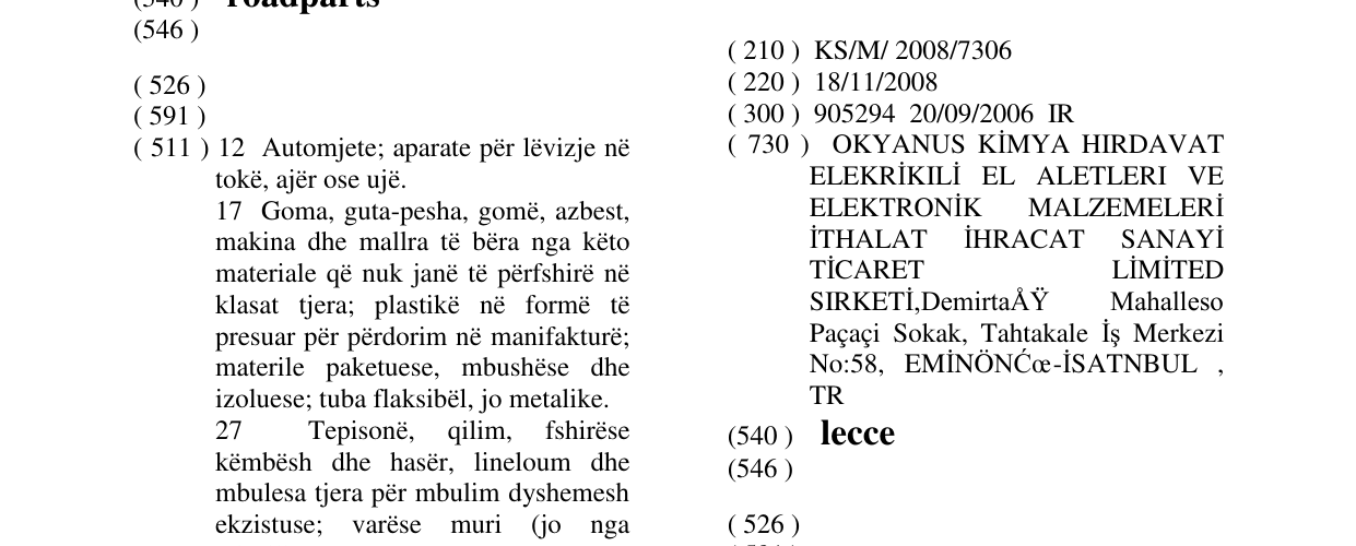 Zëri i markës lecce në buletin