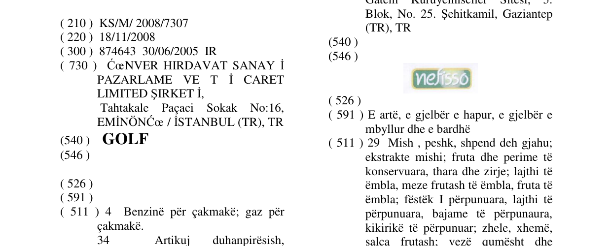 Zëri i markës GOLF në buletin