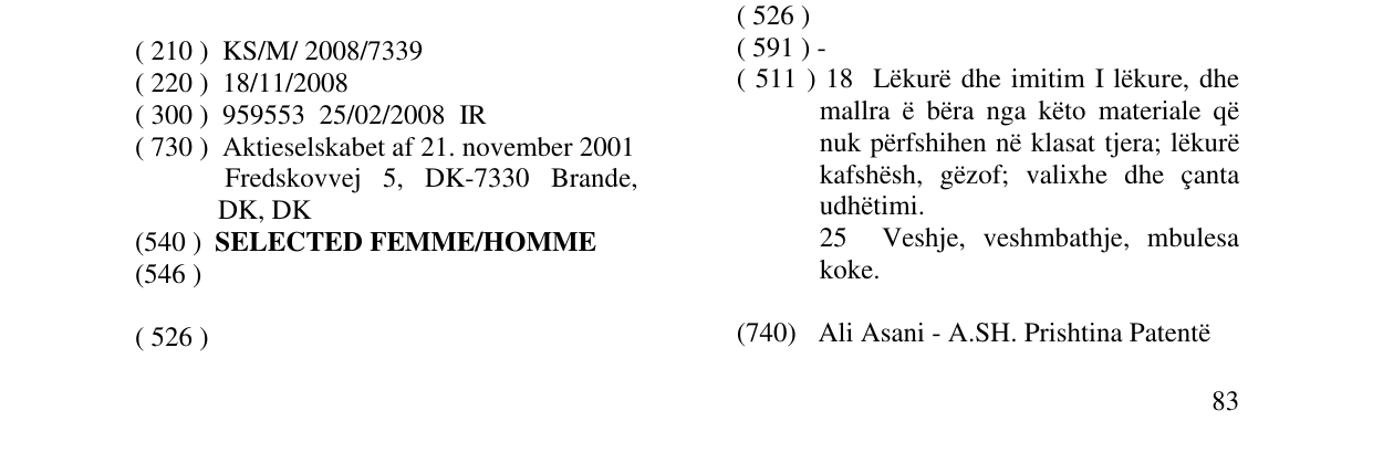 Zëri i markës SELECTED FEMME/HOMME në buletin