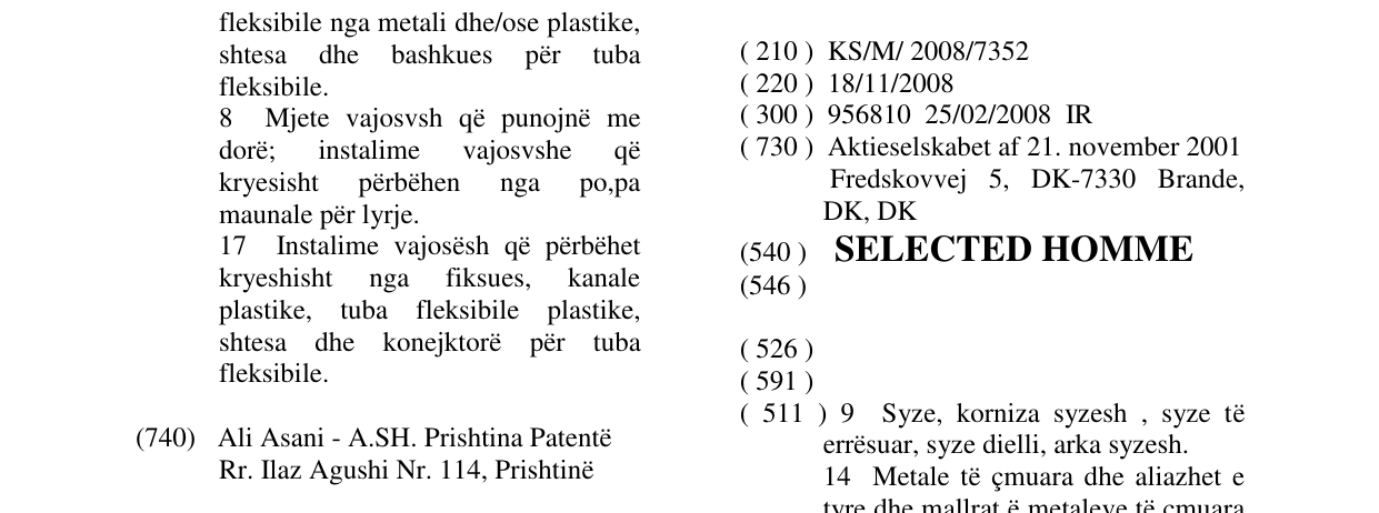 Zëri i markës SELECTED HOMME në buletin