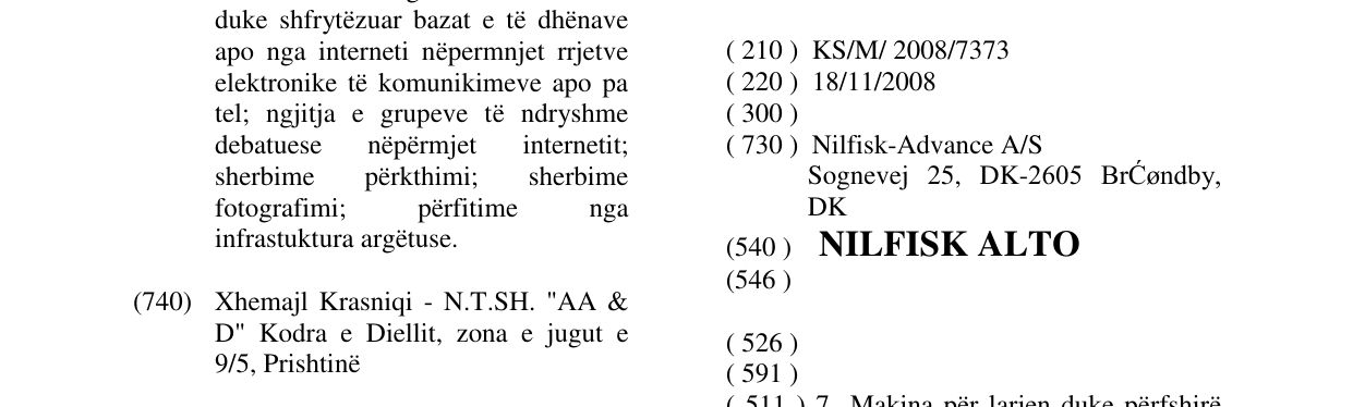 Zëri i markës NILFISK ALTO në buletin