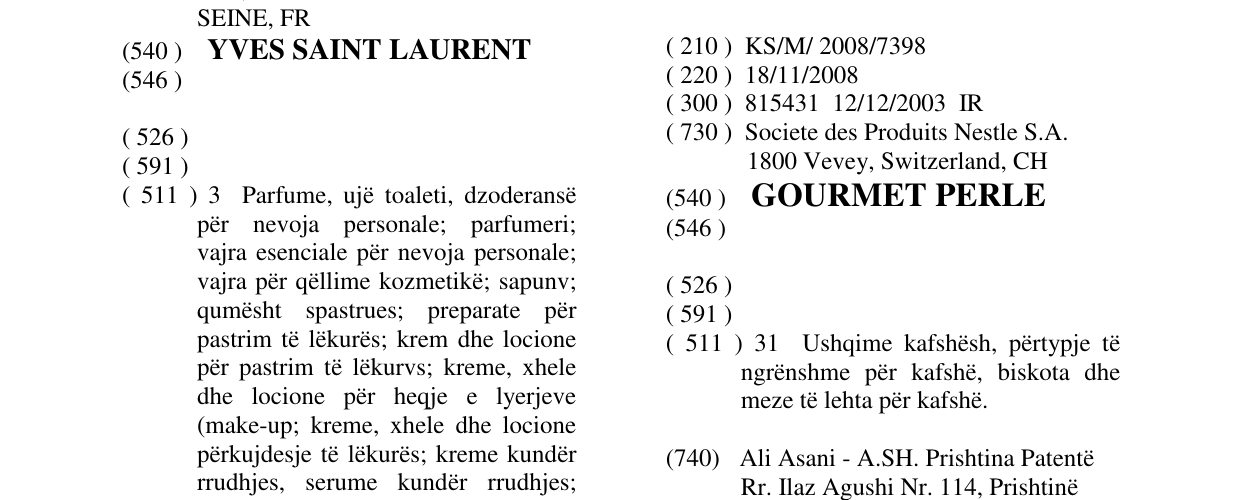 Zëri i markës GOURMET PERLE në buletin