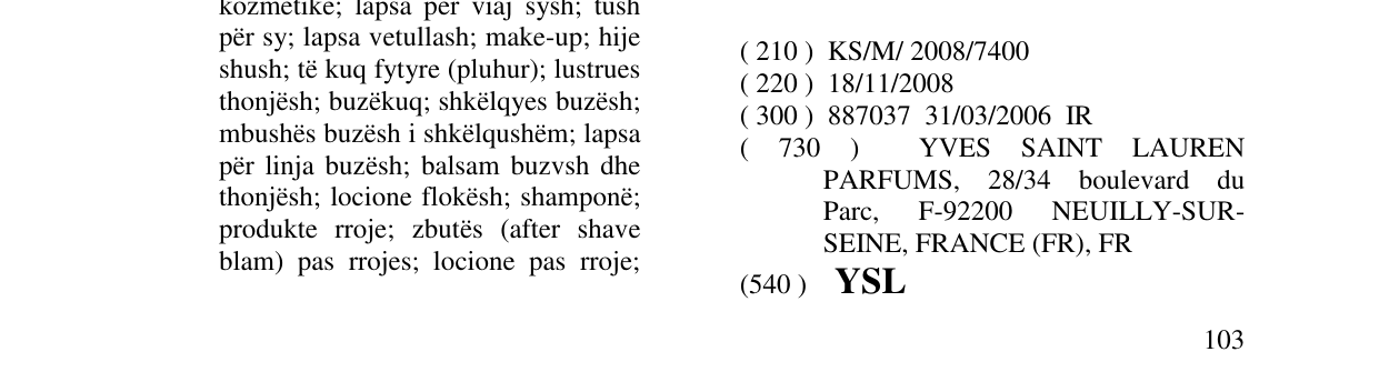 Zëri i markës YSL në buletin