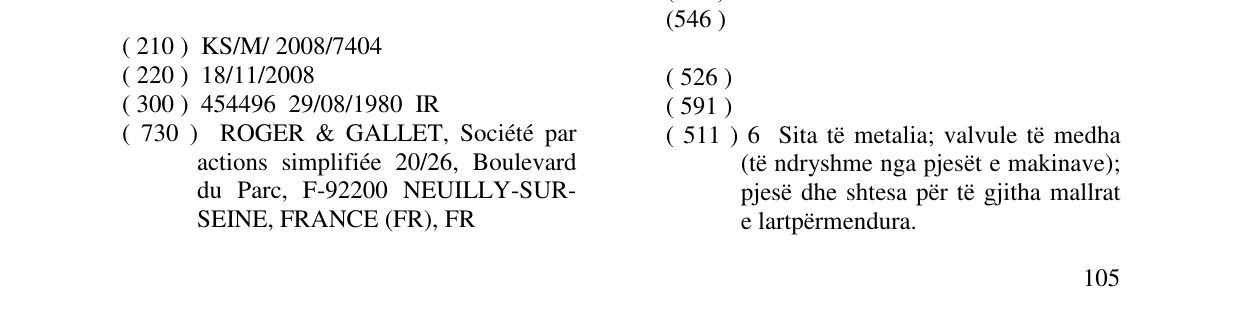Zëri i markës ROGER & GALLET në buletin
