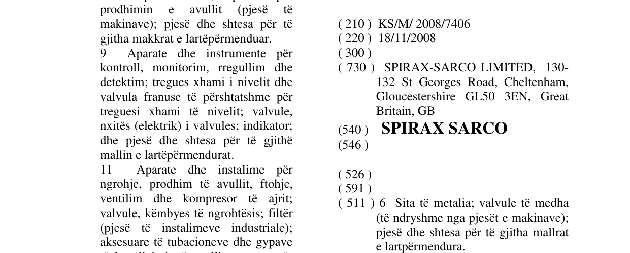 Zëri i markës SPIRAX SARCO në buletin