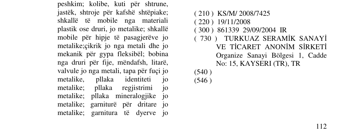 Zëri i markës Turkuaz në buletin
