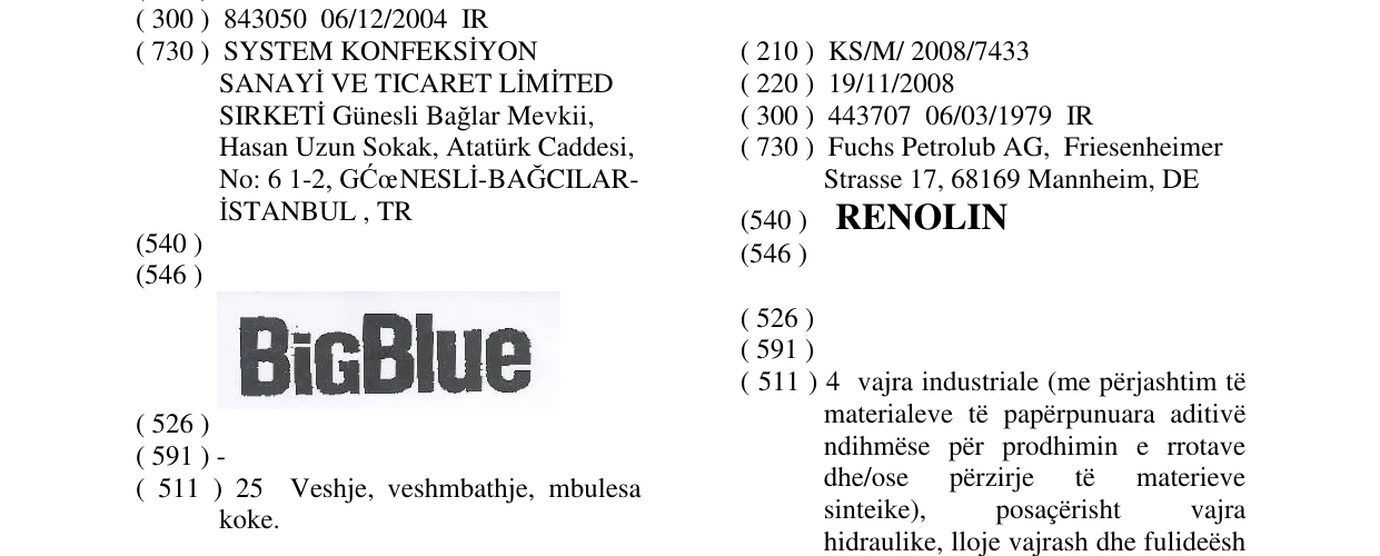 Zëri i markës RENOLIN në buletin