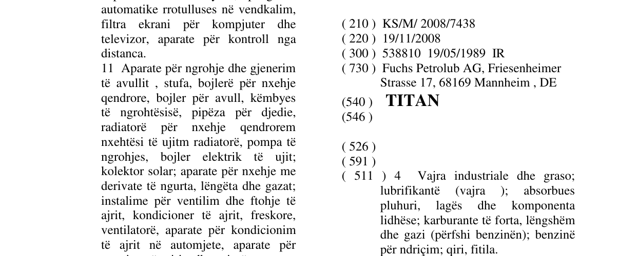 Zëri i markës TITAN në buletin