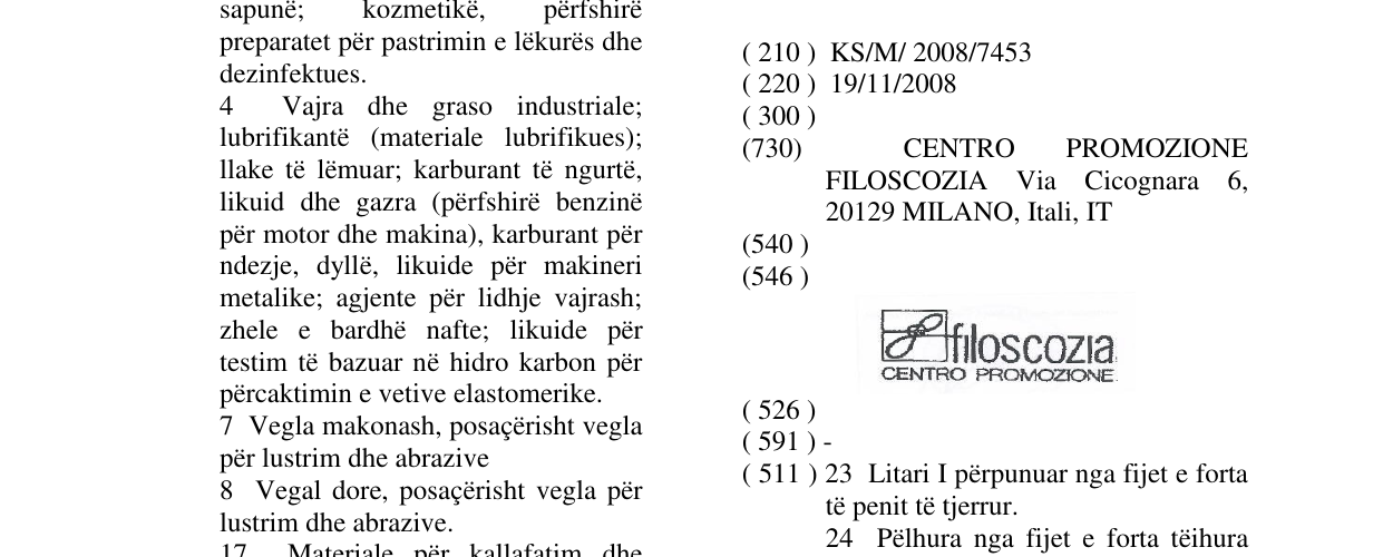 Zëri i markës filoscozia CENTRO PROMOZIONE në buletin
