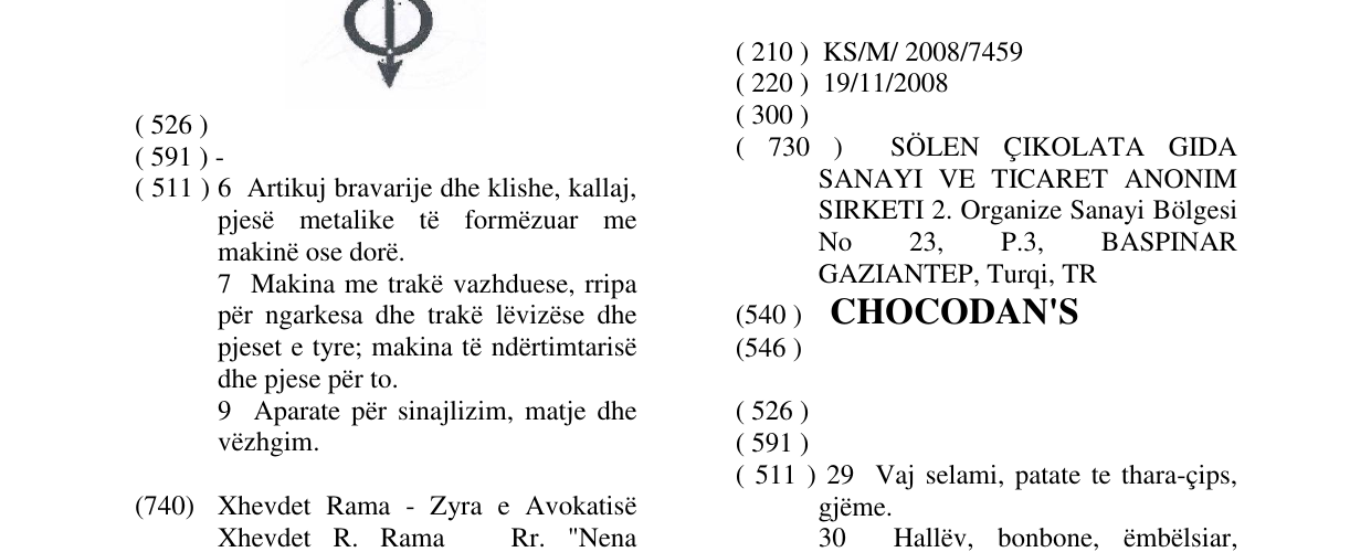 Zëri i markës CHOCODAN'S në buletin