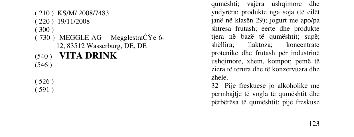 Zëri i markës VITA DRINK në buletin