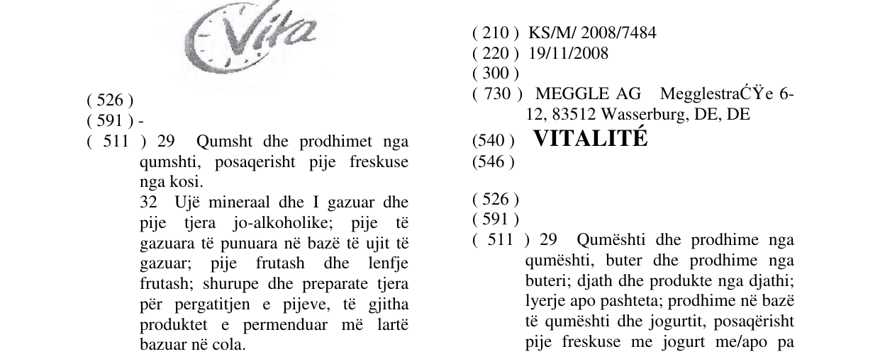 Zëri i markës VITALITÉ në buletin