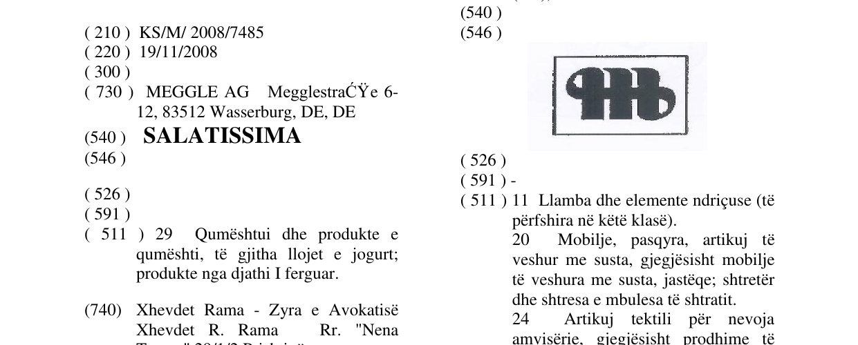 Zëri i markës SALATISSIMA në buletin