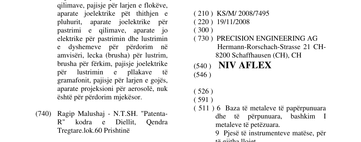Zëri i markës NIV AFLEX në buletin