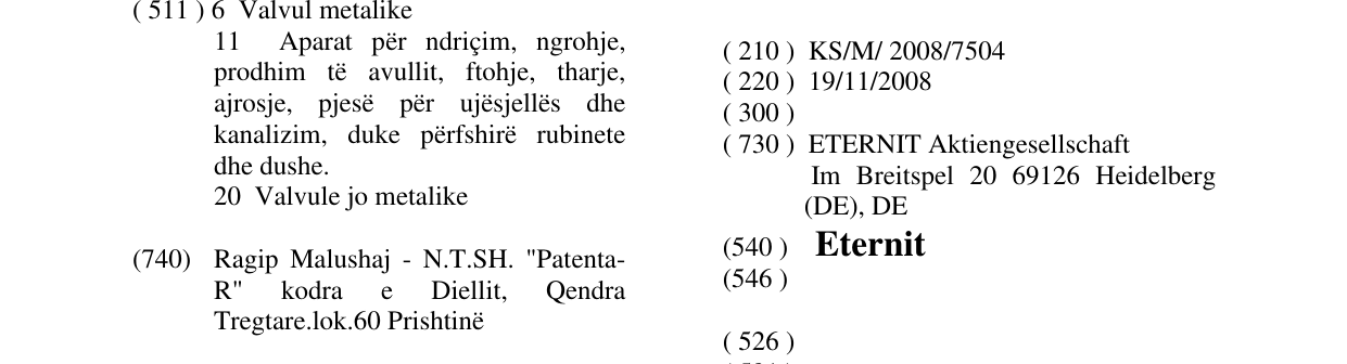 Zëri i markës Eternit në buletin