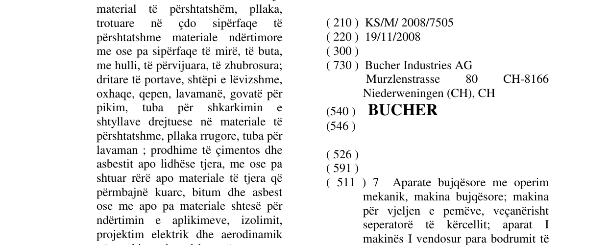 Zëri i markës BUCHER në buletin