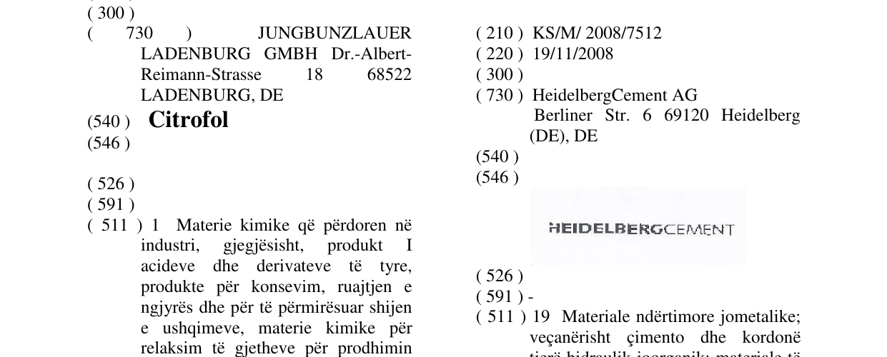 Zëri i markës HEIDELBERGCEMENT në buletin
