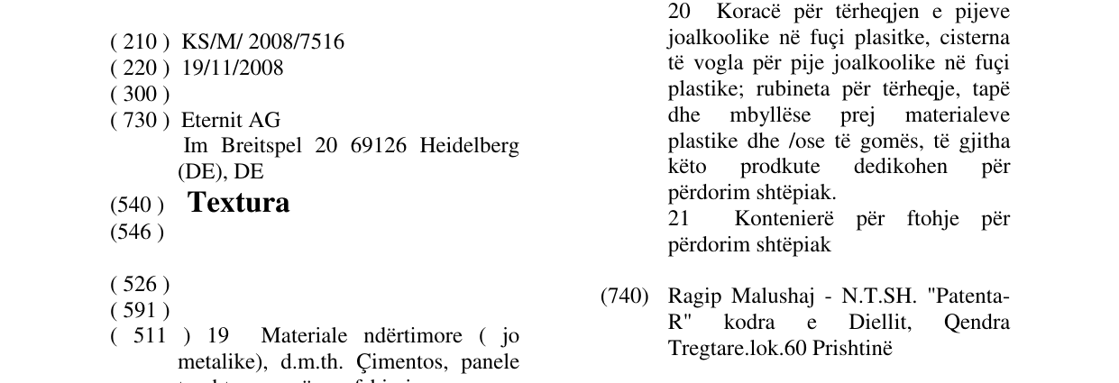 Zëri i markës Textura në buletin