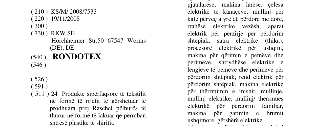 Zëri i markës RONDOTEX në buletin