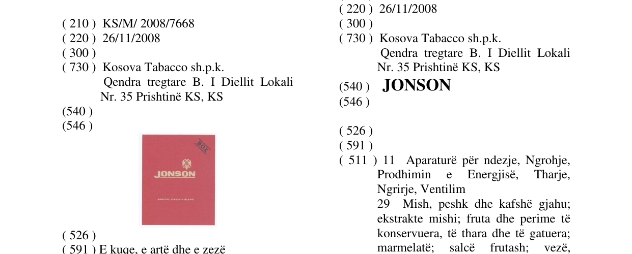 Zëri i markës JONSON në buletin