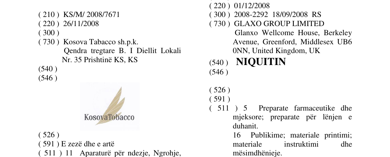 Zëri i markës KOSOVA TOBACCO në buletin