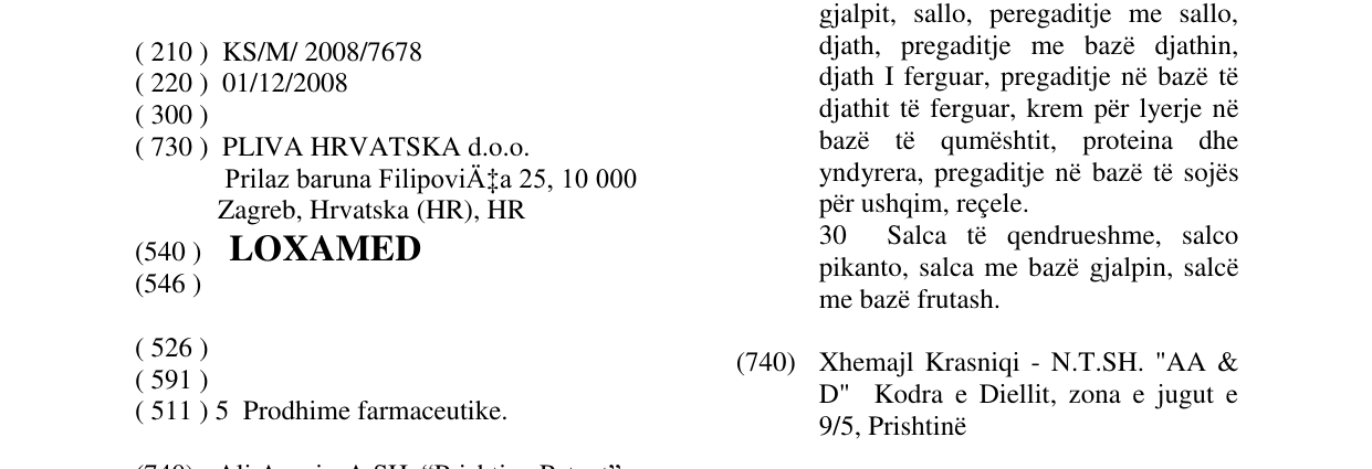 Zëri i markës LOXAMED në buletin