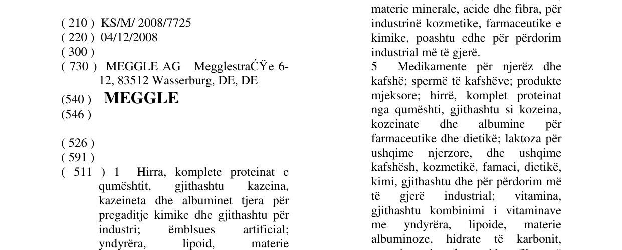 Zëri i markës MEGGLE në buletin