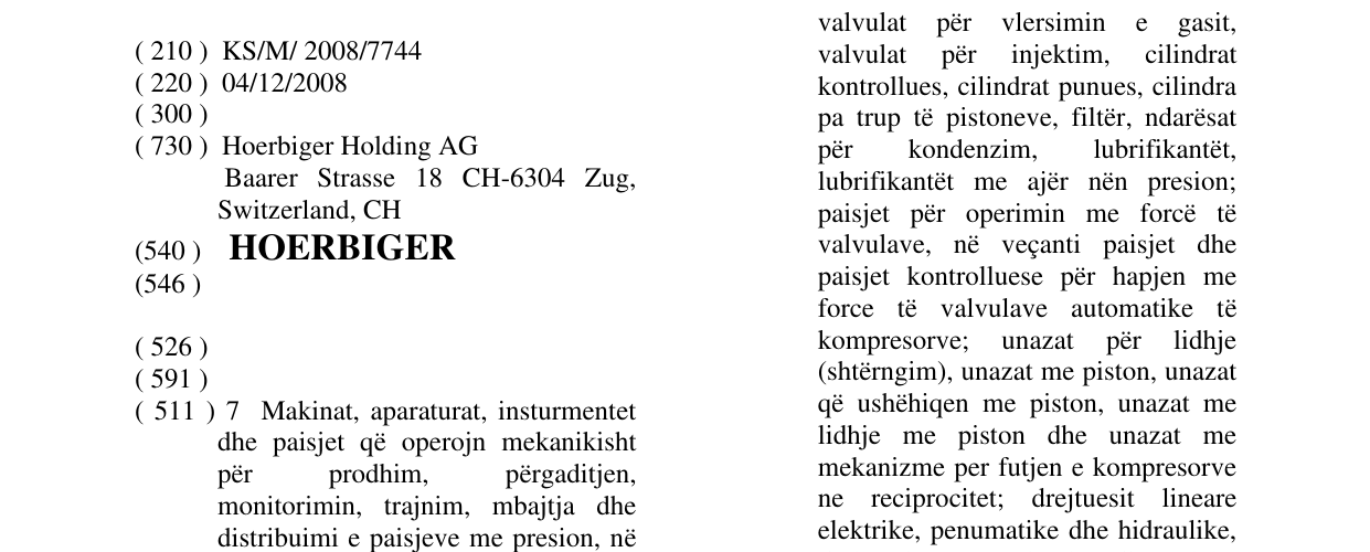 Zëri i markës HOERBIGER në buletin