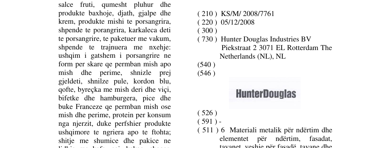 Zëri i markës HUNTERDOUGLAS në buletin