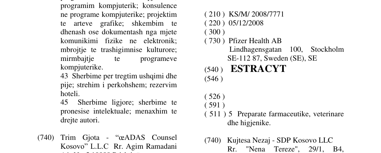 Zëri i markës ESTRACYT në buletin