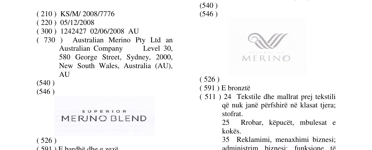 Zëri i markës SUPERIOR MERINO BLEND në buletin
