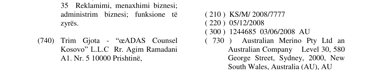 Zëri i markës MERINO në buletin