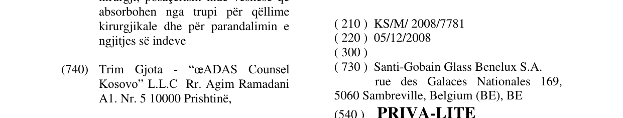 Zëri i markës PRIVA-LITE në buletin