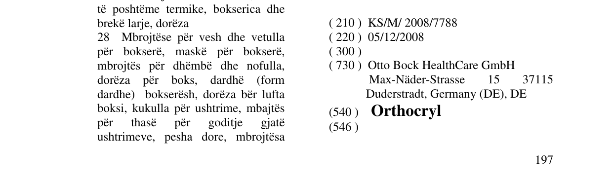 Zëri i markës Orthocryl në buletin