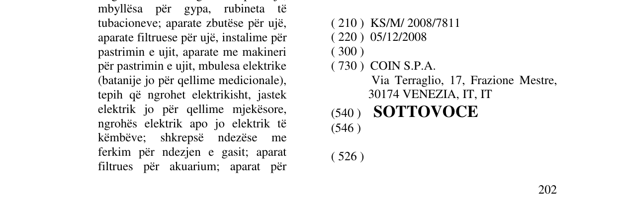 Zëri i markës SOTTOVOCE në buletin