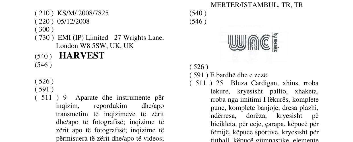 Zëri i markës HARVEST në buletin