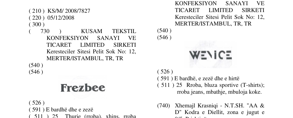 Zëri i markës FREZBEE në buletin