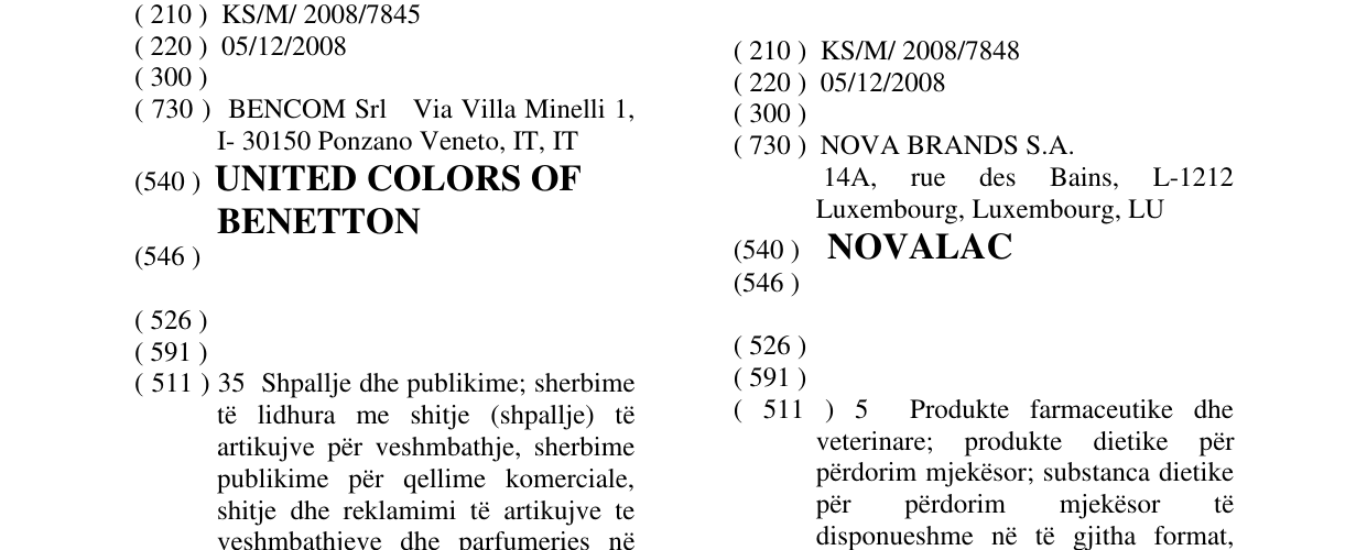 Zëri i markës NOVALAC në buletin