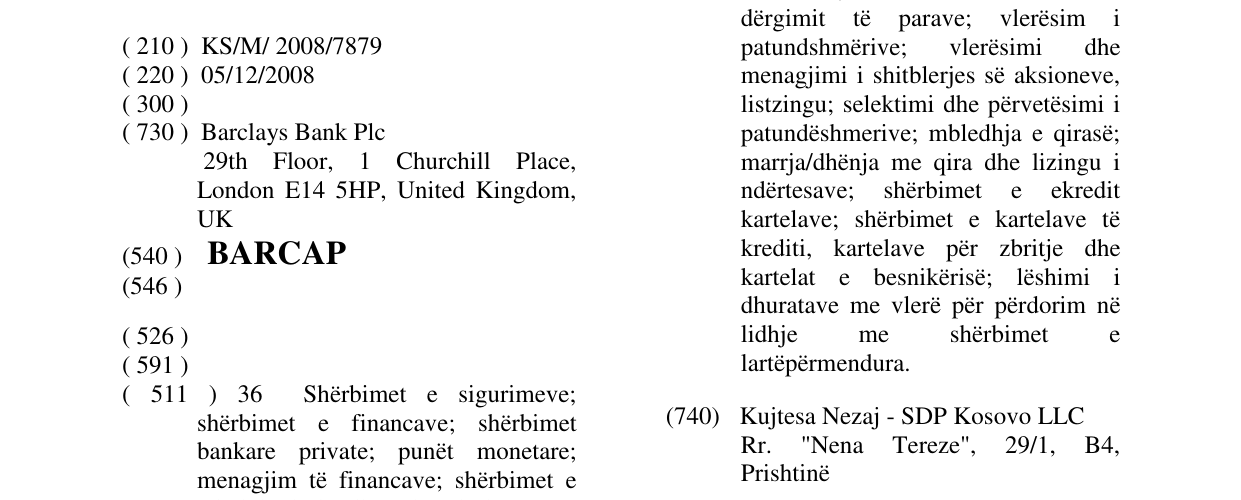 Zëri i markës BARCAP në buletin