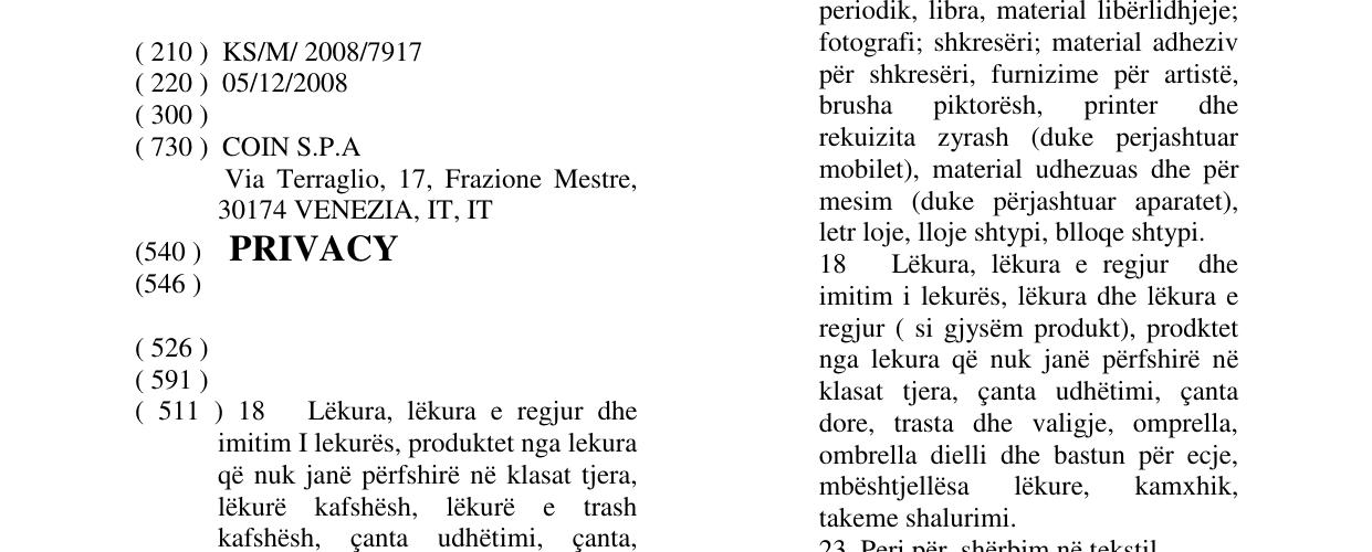 Zëri i markës PRIVACY në buletin
