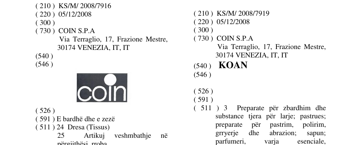 Zëri i markës KOAN në buletin