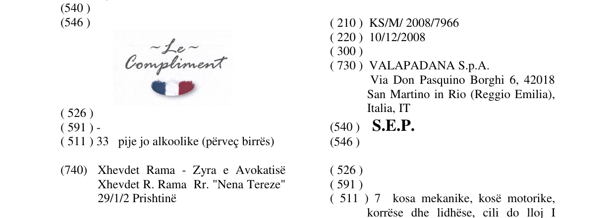 Zëri i markës S.E.P. në buletin