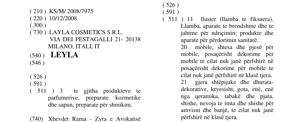 Zëri i markës LEYLA në buletin