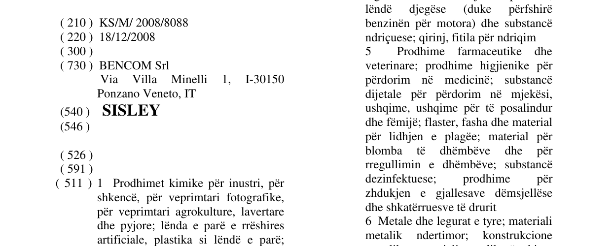 Zëri i markës SISLEY në buletin